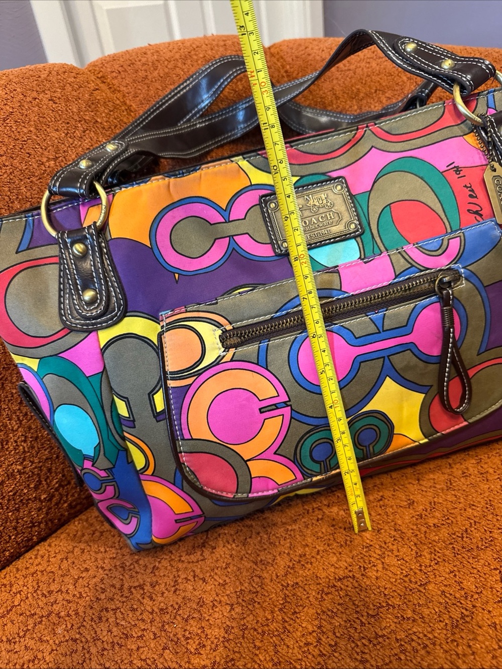 Coach Poppy"Pop C"  Glam Shoulder Bag  Vibrant MultiColor - Picture 8 of 14